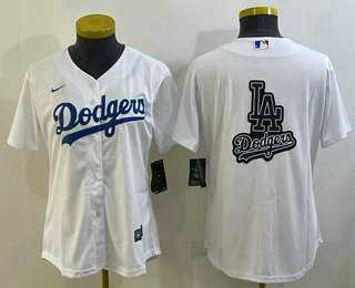 Women%27s Los Angeles Dodgers Big Logo White MLB Cool Base Nike Jersey->mlb womens jerseys->MLB Jersey